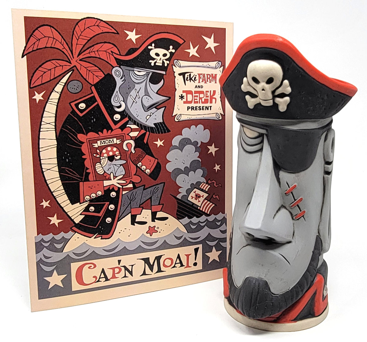Marcel Bontempi Dig A Hole レアロカビリー Cap'n Moai Tiki Mug with Mini-Print – DerekArt