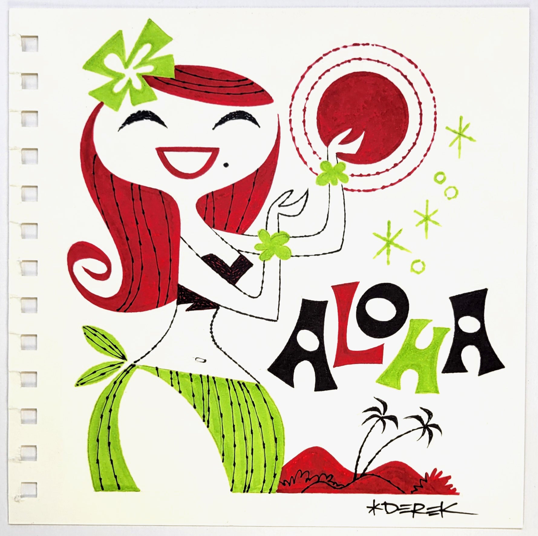 Aloha Original Sketch – DerekArt