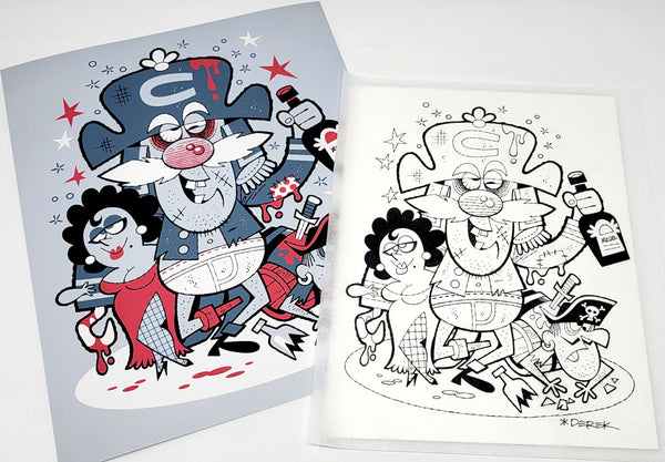 Cap'n Crank Art Print and Original ink Sketch