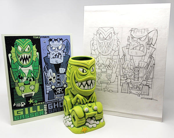 Gill Gasser Tiki Mug with Mini-Print and Original Sketch