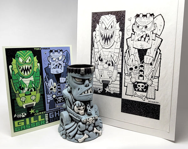 Ghoul Gasser Tiki Mug with Mini-Print and Original Sketch