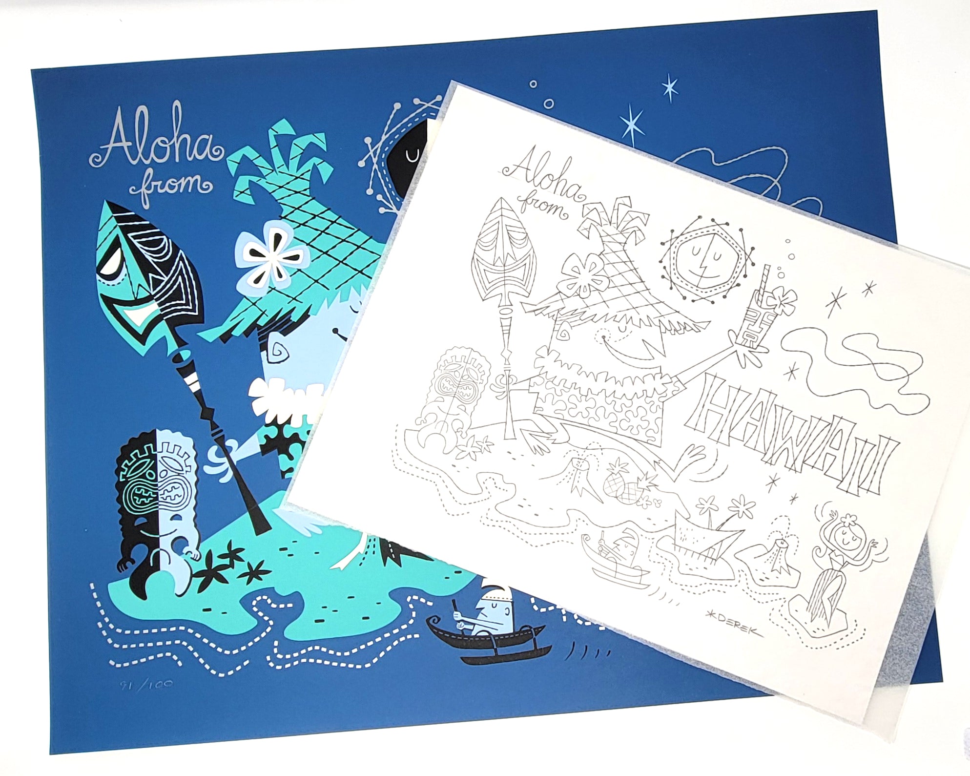 Aloha from Hawaii Original Sketch and Serigraph – DerekArt