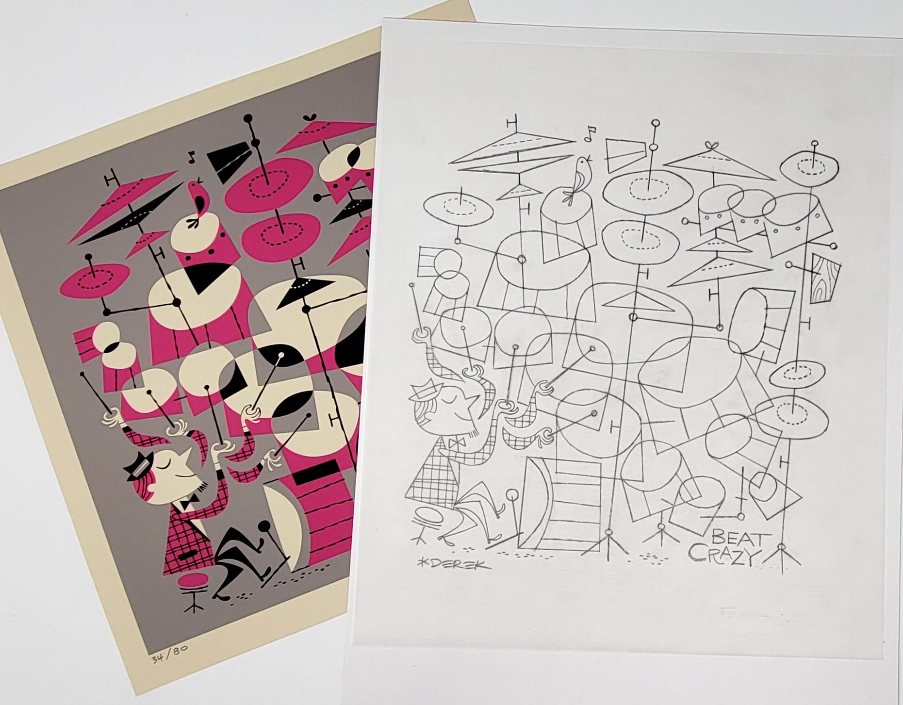 Beat Crazy Original Sketch and Serigraph – DerekArt