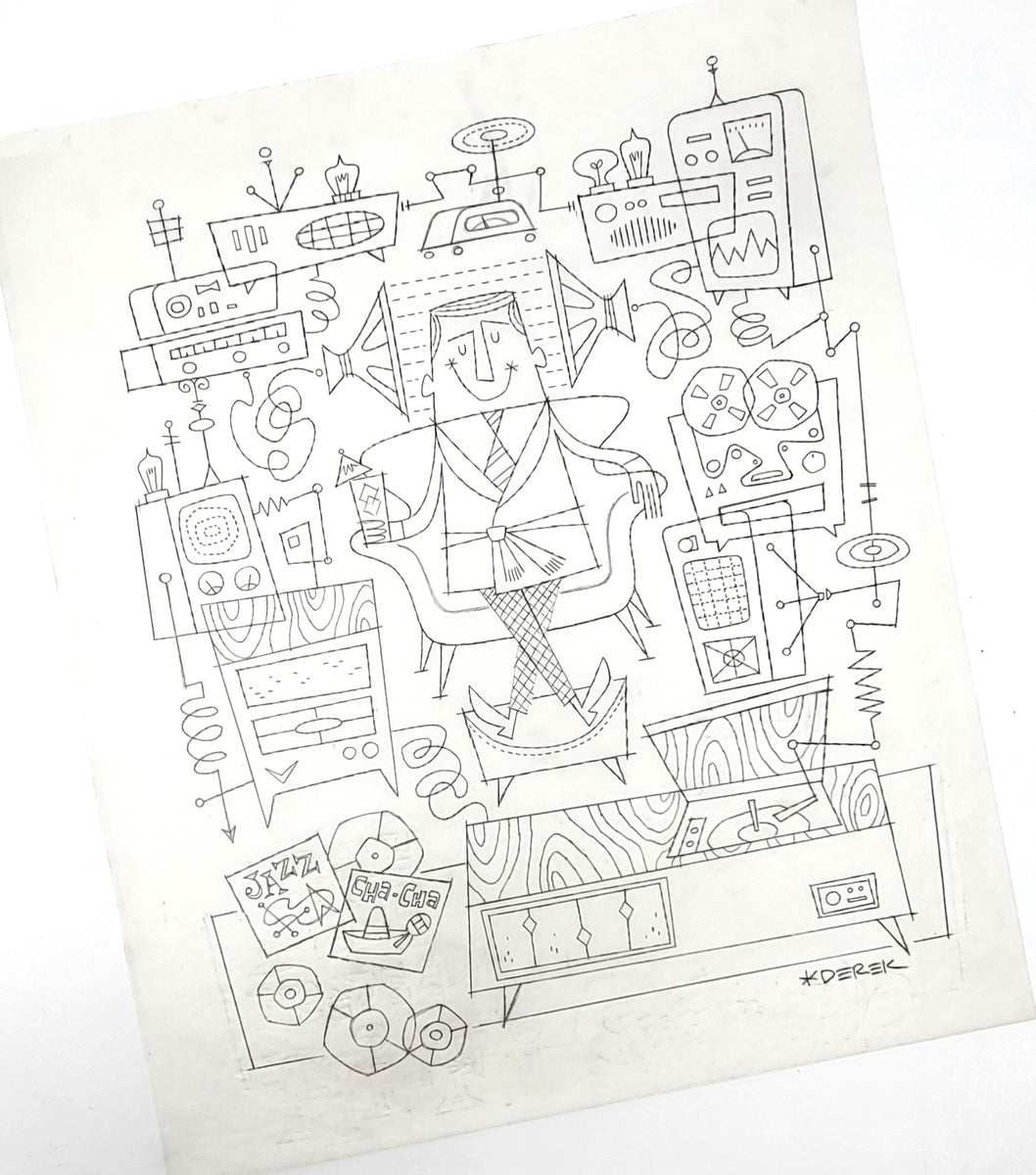 Every Pad Needs A Hi Fi Original Sketch And Art Print DerekArt every-pad-needs-a-hi-fi-original-sketch-and-art-print-derekart
