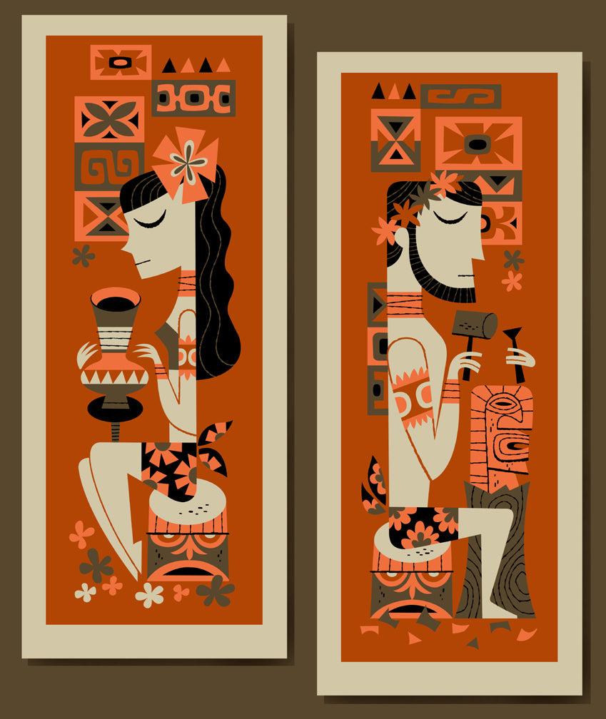 The Tiki Scene Print Set – DerekArt