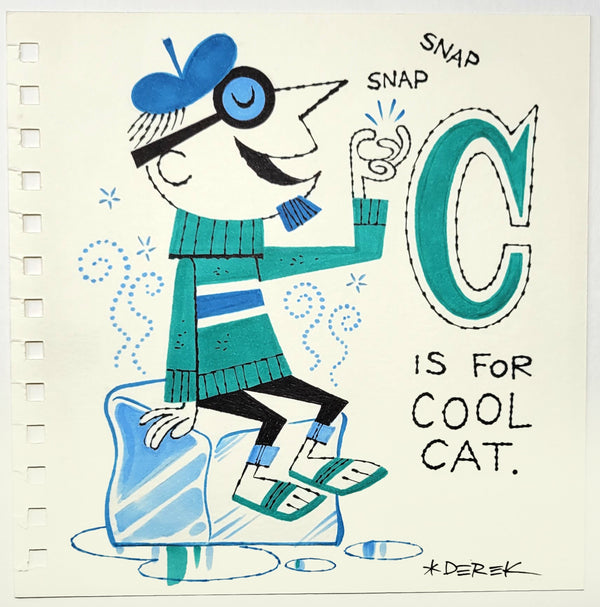 C is for Cool Cat Original Sketch