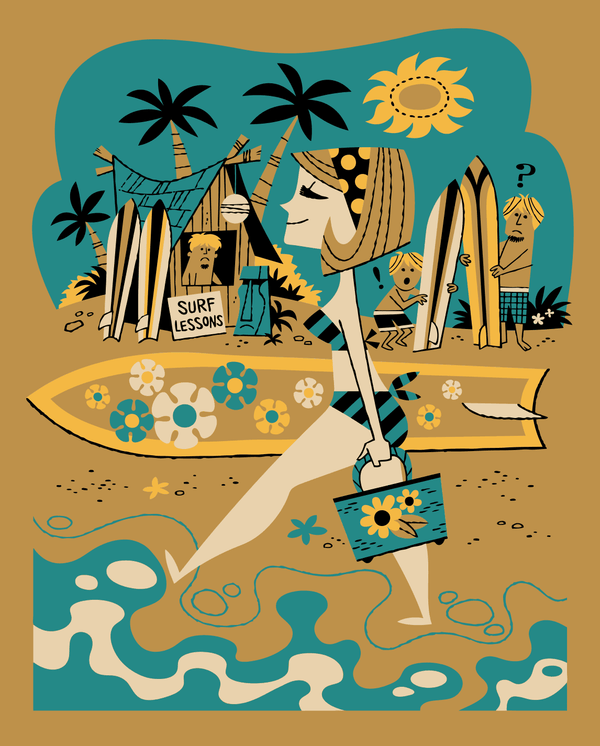 Gidget Goes Surfing Art Print