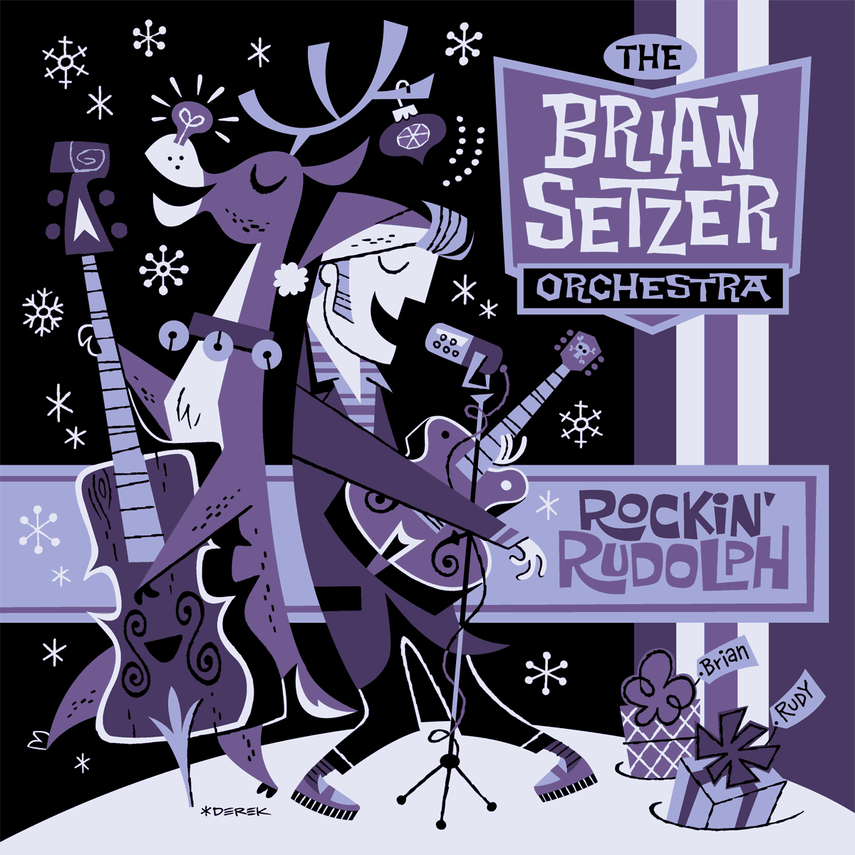 Rockin' Rudolph Art (Purple) Art Serigraph – DerekArt